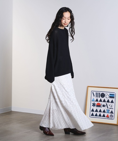 ROSE BUD（ローズバッド）の「PATCHWORK LACE SKIRT（スカート・レディース・ブラック/ホワイト・ONE SIZE）」の10枚目の写真