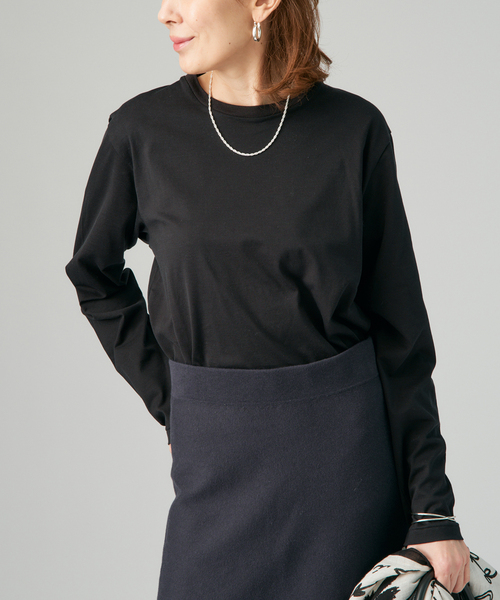 VERMEIL par iena（ヴェルメイユパーイエナ）の「ディオラマ クルーネックロングスリーブ Tシャツ（Tシャツ/カットソー・レディース・ホワイト/ブラック・FREE）」の6枚目の写真