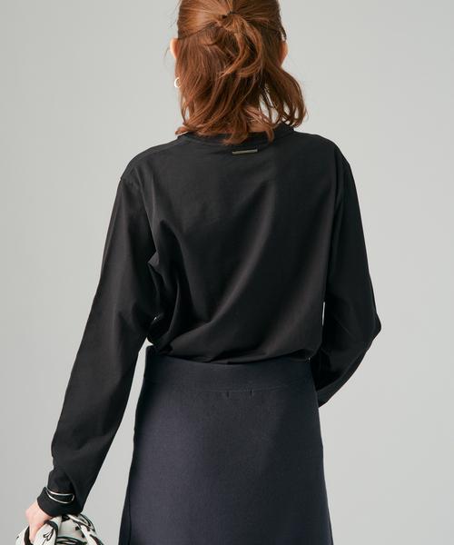 VERMEIL par iena（ヴェルメイユパーイエナ）の「ディオラマ クルーネックロングスリーブ Tシャツ（Tシャツ/カットソー・レディース・ホワイト/ブラック・FREE）」の8枚目の写真