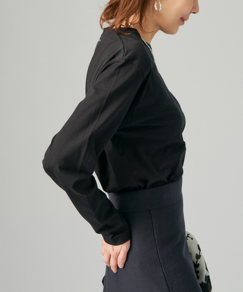 VERMEIL par iena（ヴェルメイユパーイエナ）の「ディオラマ クルーネックロングスリーブ Tシャツ（Tシャツ/カットソー・レディース・ホワイト/ブラック・FREE）」の9枚目の写真