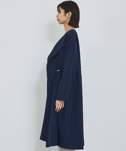 abahouse mavie（アバハウスマヴィ）の「【春アウター】ノーカラーコート/通勤/きれいめ/ロング/セミオケ/春服（ノーカラーコート・レディース・グレイッシュベージュ/ネイビー・フリー）」の20枚目の写真