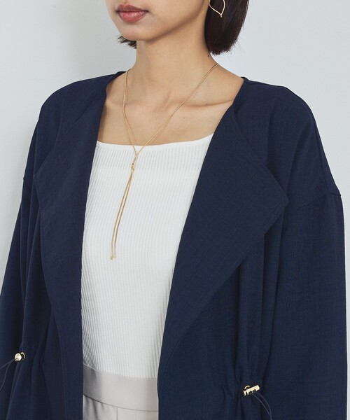 abahouse mavie（アバハウスマヴィ）の「【春アウター】ノーカラーコート/通勤/きれいめ/ロング/セミオケ/春服（ノーカラーコート・レディース・グレイッシュベージュ/ネイビー・フリー）」の22枚目の写真