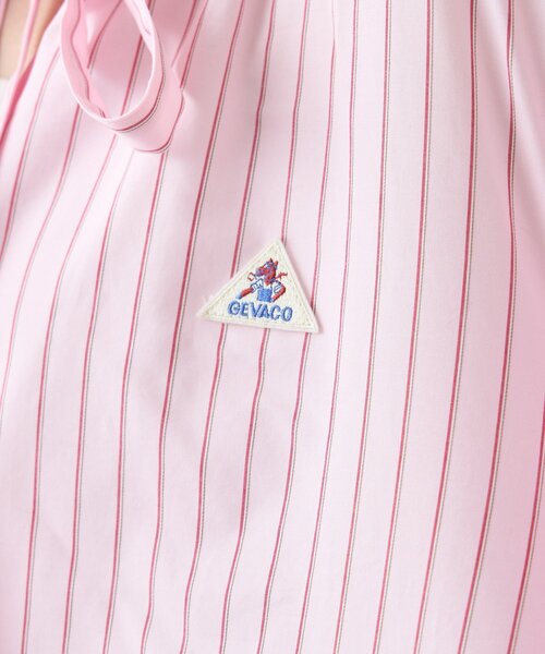 GEVACO（ゲバコ）の「【GEVACO】ストライプ柄ボウタイギャザーチュニックブラウス（シャツ/ブラウス・レディース・ピンク/ベージュ/ブルー・ONE SIZE）」の10枚目の写真