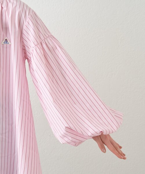GEVACO（ゲバコ）の「【GEVACO】ストライプ柄ボウタイギャザーチュニックブラウス（シャツ/ブラウス・レディース・ピンク/ベージュ/ブルー・ONE SIZE）」の9枚目の写真