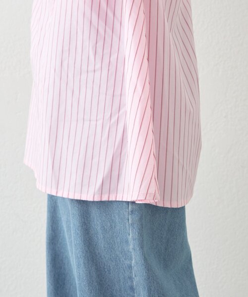 GEVACO（ゲバコ）の「【GEVACO】ストライプ柄ボウタイギャザーチュニックブラウス（シャツ/ブラウス・レディース・ピンク/ベージュ/ブルー・ONE SIZE）」の8枚目の写真