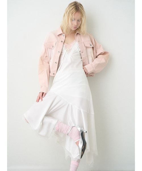 Satin Asymmetry Slip Dress/サテン アシンメトリースリップドレス