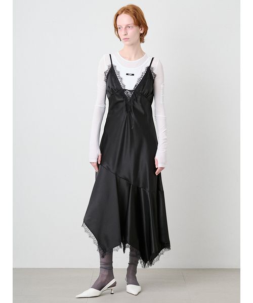 Satin Asymmetry Slip Dress/サテン アシンメトリースリップドレス