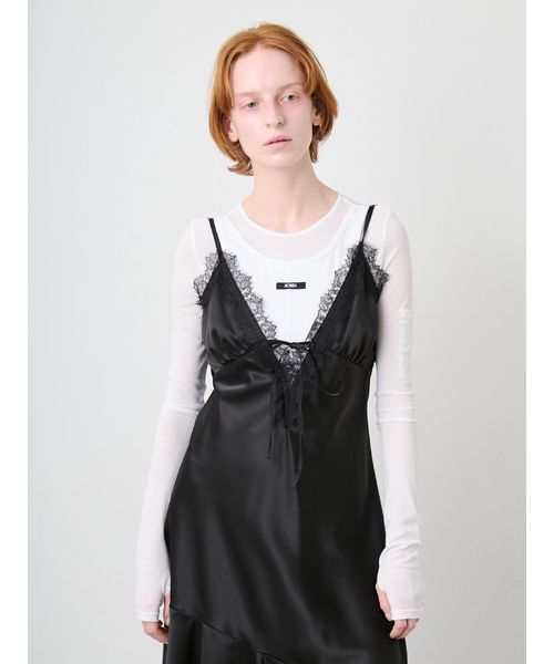 SORIN(ソリン )の「Satin Asymmetry Slip Dress/サテン アシンメトリースリップドレス(ワンピース・レディース・ライトピンク/ブラック/ホワイト・38)」の9枚目の写真