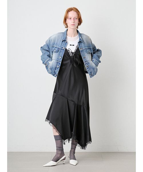 SORIN(ソリン )の「Satin Asymmetry Slip Dress/サテン アシンメトリースリップドレス(ワンピース・レディース・ライトピンク/ブラック/ホワイト・38)」の10枚目の写真