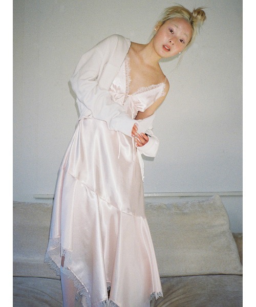 Satin Asymmetry Slip Dress/サテン アシンメトリースリップドレス