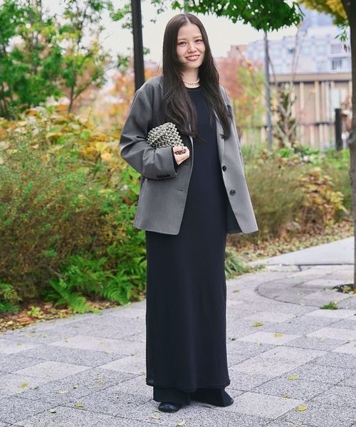 JEANASIS（ジーナシス）の「【スタッフ企画】バックスリットテーラードジャケット/643228（テーラードジャケット・レディース・ブラック/グレー・FREE）」の8枚目の写真