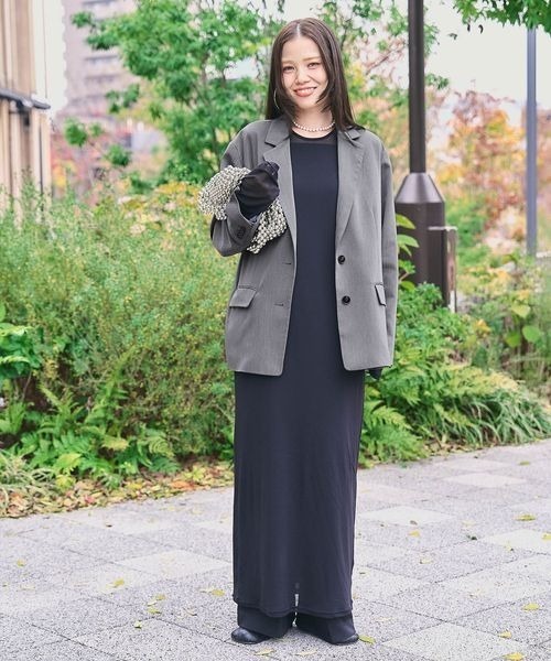 JEANASIS（ジーナシス）の「【スタッフ企画】バックスリットテーラードジャケット/643228（テーラードジャケット・レディース・ブラック/グレー・FREE）」の9枚目の写真