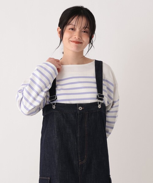 Afternoon Tea（アフタヌーンティー）の「MON JOURNALパネルボーダープルオーバー（Tシャツ/カットソー・レディース・チャコールグレー/ブルー/パープル/イエロー・MEDIUM）」の4枚目の写真