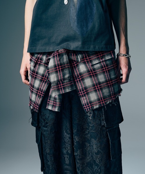 glamb（グラム）の「Check Shirt Bag / チェックシャツバッグ（トートバッグ・メンズ・ブラウン/グレー・FREE）」の2枚目の写真