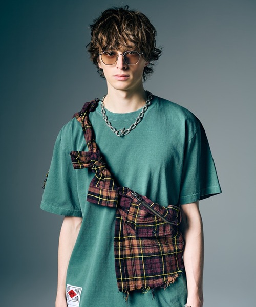 glamb（グラム）の「Check Shirt Bag / チェックシャツバッグ（トートバッグ・メンズ・ブラウン/グレー・FREE）」の3枚目の写真