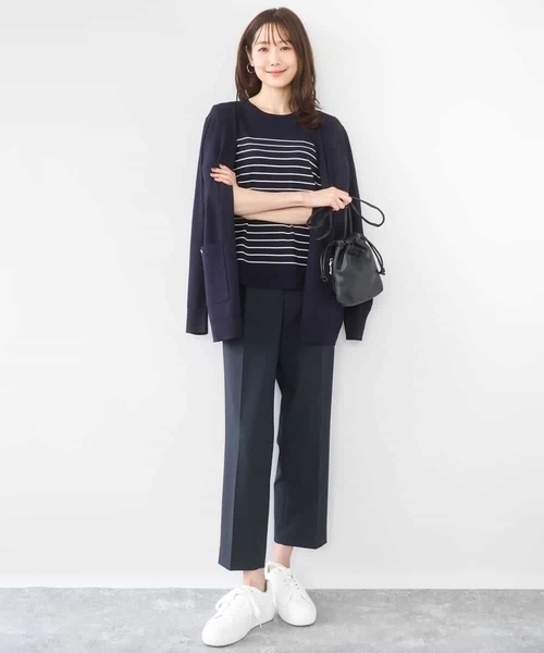 MK MICHEL KLEIN（エムケーミッシェルクラン）の「[イージーケア/洗える]ドライタッチストレッチ テーパードパンツ（スラックス・レディース・ネイビー/グレイッシュベージュ・38/40）」の18枚目の写真