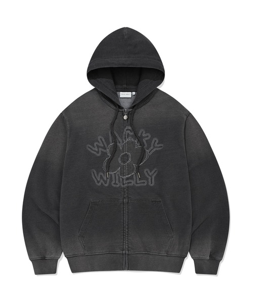 Wacky WiLLy（ワッキーウィリー）の「[GISELLEジゼル着用] WOMEN'S BIG LILY DENIM WASH OVERFIT HOODED ZIP-UP（パーカー・レディース・ダークグレー・FREE）」の2枚目の写真