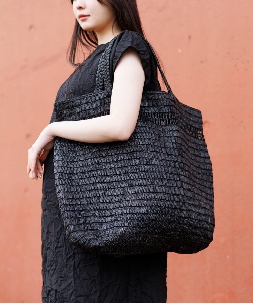 オンライン限定】ラフィア ライントートバック XXLサイズ（かごバッグ