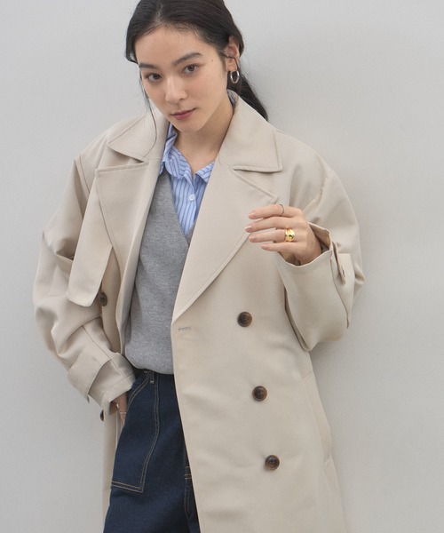 &. NOSTALGIA(アンドドットノスタルジア)の「ツイルトレンチコート(トレンチコート・レディース・ライトベージュ/ベージュ・M)」の13枚目の写真