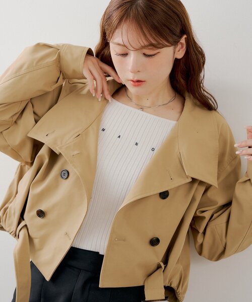 Chico（チコ）の「スタンドネックバルーンショートトレンチコート（トレンチコート・レディース・ベージュ/ライトベージュ/カーキ・FREE）」の7枚目の写真
