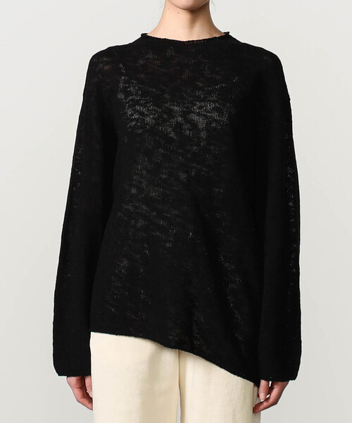 UNFIL（アンフィル）の「UNFIL | コットンシルク スラブヤーン ボトルネックプルオーバー WOMEN（ニット/セーター・レディース・オフホワイト/ブラック・1）」の8枚目の写真