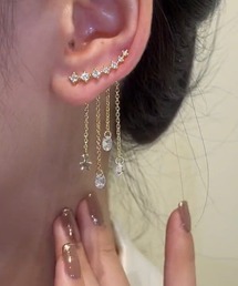 2way チェーン スター モチーフ ピアス
