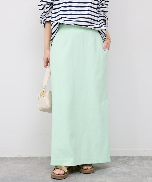 SLOBE IENA（スローブイエナ）の「《3サイズ展開/シリーズあり/》リネンmixストレッチタイトスカート（スカート・レディース・ベージュ/アーミー/ブラック・38/36）」の3枚目の写真