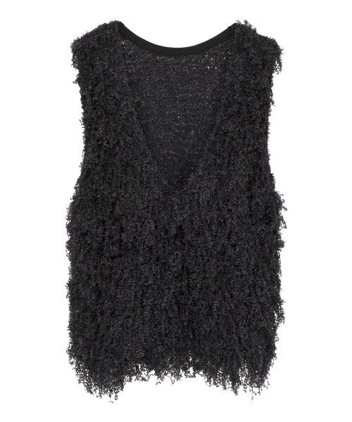 GARAGE OF GOOD CLOTHING（ガレージオブグッドクロージング）の「リボンヤーンVネックベスト（ベスト・レディース・ブラック/ライトグレー/ホワイト・FREE）」の2枚目の写真