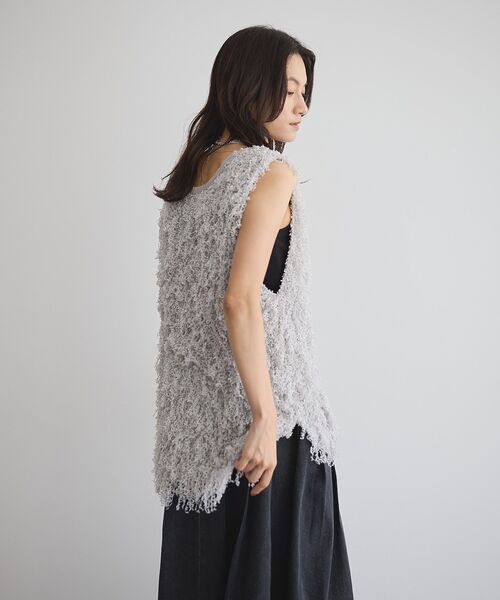 GARAGE OF GOOD CLOTHING（ガレージオブグッドクロージング）の「リボンヤーンVネックベスト（ベスト・レディース・ブラック/ライトグレー/ホワイト・FREE）」の7枚目の写真