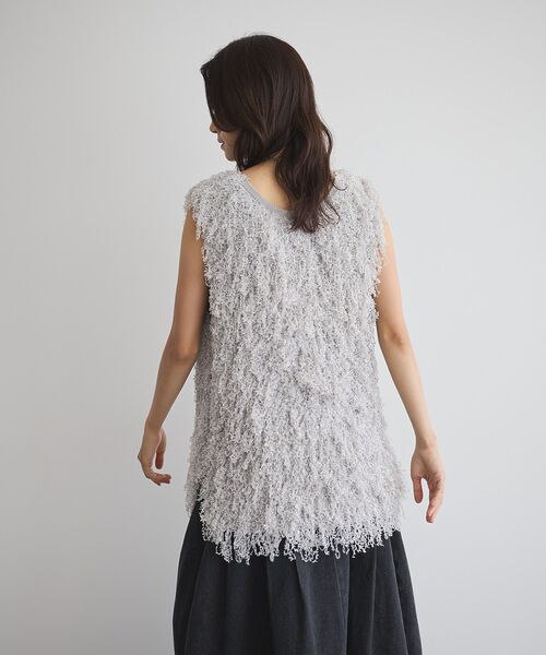 GARAGE OF GOOD CLOTHING（ガレージオブグッドクロージング）の「リボンヤーンVネックベスト（ベスト・レディース・ブラック/ライトグレー/ホワイト・FREE）」の8枚目の写真