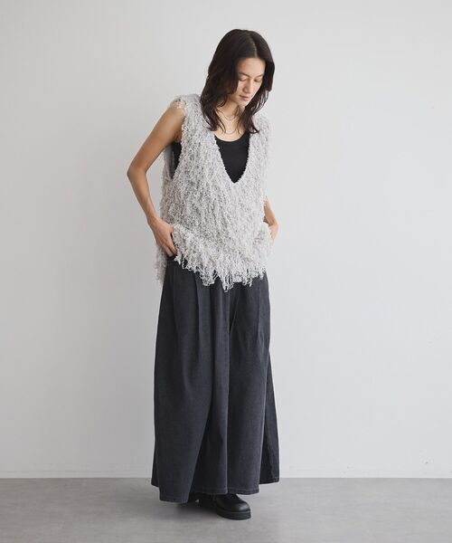 GARAGE OF GOOD CLOTHING（ガレージオブグッドクロージング）の「リボンヤーンVネックベスト（ベスト・レディース・ブラック/ライトグレー/ホワイト・FREE）」の10枚目の写真