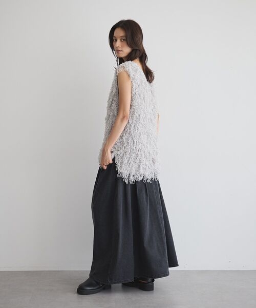 GARAGE OF GOOD CLOTHING（ガレージオブグッドクロージング）の「リボンヤーンVネックベスト（ベスト・レディース・ブラック/ライトグレー/ホワイト・FREE）」の11枚目の写真