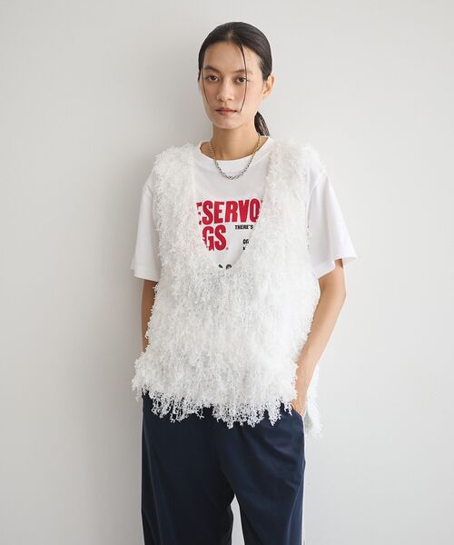 GARAGE OF GOOD CLOTHING（ガレージオブグッドクロージング）の「リボンヤーンVネックベスト（ベスト・レディース・ブラック/ライトグレー/ホワイト・FREE）」の14枚目の写真