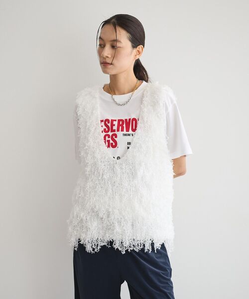 GARAGE OF GOOD CLOTHING（ガレージオブグッドクロージング）の「リボンヤーンVネックベスト（ベスト・レディース・ブラック/ライトグレー/ホワイト・FREE）」の15枚目の写真