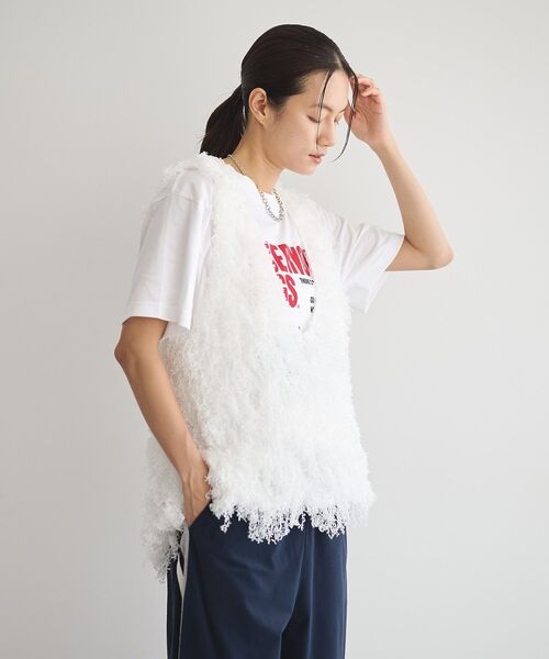 GARAGE OF GOOD CLOTHING（ガレージオブグッドクロージング）の「リボンヤーンVネックベスト（ベスト・レディース・ブラック/ライトグレー/ホワイト・FREE）」の16枚目の写真