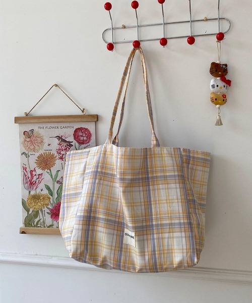 Mignonjour(ミニョンジュール)の「Mignonjour/チェック柄リバーシブルトートバッグ M2892(トートバッグ・レディース・ブルー/パープル・FREE)」の5枚目の写真