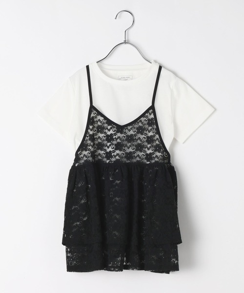 GLOBAL WORK(グローバルワーク)の「トクトク2SETチュニック*半袖/646218(Tシャツ/カットソー・キッズ・オフホワイト/ブラック・130cm/140cm/150cm/160cm)」の3枚目の写真