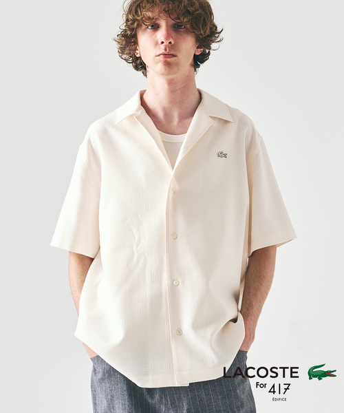 LACOSTE(ラコステ)の「【LACOSTE / ラコステ】417別注 クレープシャツ(シャツ/ブラウス・メンズ・ブラック/ベージュ/ホワイト・LARGE/MEDIUM/SMALL)」の2枚目の写真