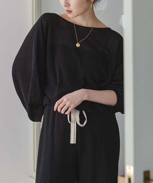 Noble（ノーブル）の「ワイドスリーブ ショートプルオーバー（ニット/セーター・レディース・ピンク/ホワイト/ブラック・FREE）」の4枚目の写真