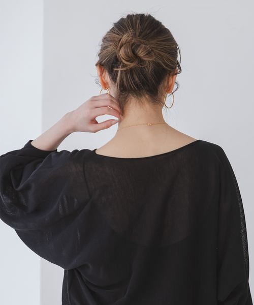 Noble（ノーブル）の「ワイドスリーブ ショートプルオーバー（ニット/セーター・レディース・ピンク/ホワイト/ブラック・FREE）」の6枚目の写真