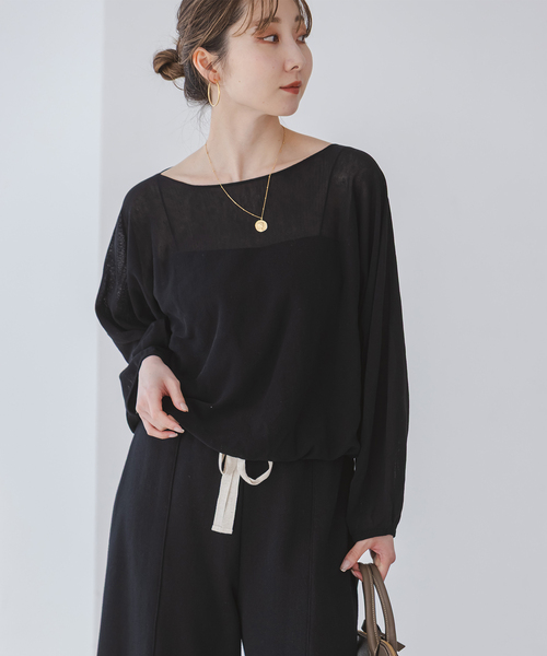 Noble（ノーブル）の「ワイドスリーブ ショートプルオーバー（ニット/セーター・レディース・ピンク/ホワイト/ブラック・FREE）」の9枚目の写真