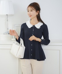 Joint space（ジョイントスペース）の「フラワー 襟付き ニット ペプラム le reve vaniller（ニット/セーター）」