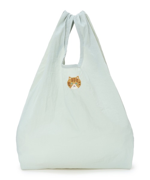 CROSSPLUS ONLINE(クロスプラスオンライン)の「猫巾着エコバック(トートバッグ・レディース・ラベンダー/ライトグリーン・フリー)」の2枚目の写真