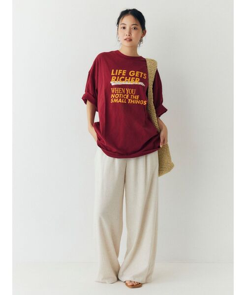 Ungrid(アングリッド)の「ダメージデザインロゴビッグTee(Tシャツ/カットソー・レディース・ボルドー/チャコールグレー/オフホワイト・FREE)」の10枚目の写真