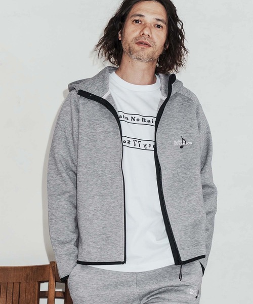 No Rain No Rainbow(ノーレインノーレインボー)の「mpa4066-cardboard knit high-neck hoodie with two-tone embroidery ジップパーカー(NR26S-11)(パーカー・メンズ・ネイビー/トップグレー/ブラック・XL/L/M/S)」の3枚目の写真