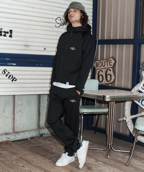 No Rain No Rainbow(ノーレインノーレインボー)の「mpa4066-cardboard knit high-neck hoodie with two-tone embroidery ジップパーカー(NR26S-11)(パーカー・メンズ・ネイビー/トップグレー/ブラック・XL/L/M/S)」の11枚目の写真