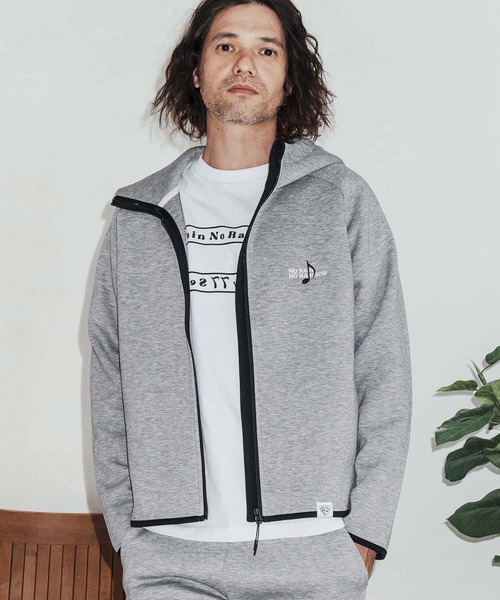 No Rain No Rainbow(ノーレインノーレインボー)の「mpa4066-cardboard knit high-neck hoodie with two-tone embroidery ジップパーカー(NR26S-11)(パーカー・メンズ・ネイビー/トップグレー/ブラック・XL/L/M/S)」の14枚目の写真