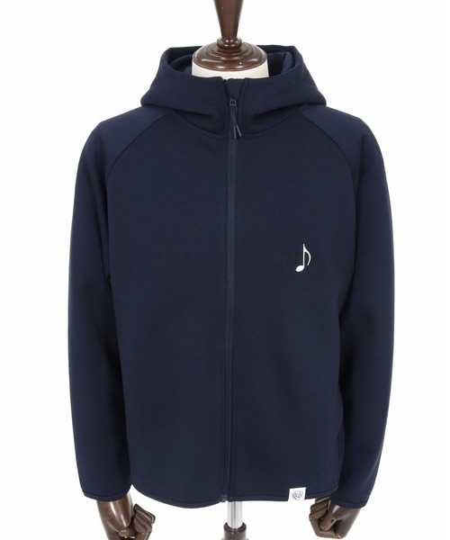 No Rain No Rainbow(ノーレインノーレインボー)の「mpa4066-cardboard knit high-neck hoodie with two-tone embroidery ジップパーカー(NR26S-11)(パーカー・メンズ・ネイビー/トップグレー/ブラック・XL/L/M/S)」の19枚目の写真