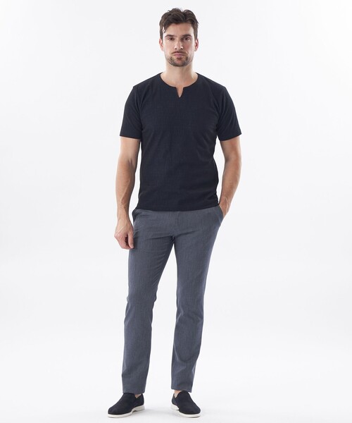 EPOCA UOMO（エポカウォモ）の「ランダムストライプキーネックカットソー（Tシャツ/カットソー・メンズ・ネイビー/ホワイト系その他・48/46）」の4枚目の写真
