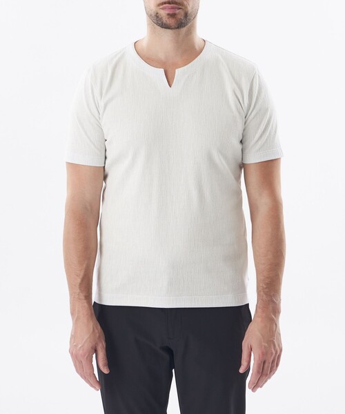 EPOCA UOMO（エポカウォモ）の「ランダムストライプキーネックカットソー（Tシャツ/カットソー・メンズ・ネイビー/ホワイト系その他・48/46）」の5枚目の写真